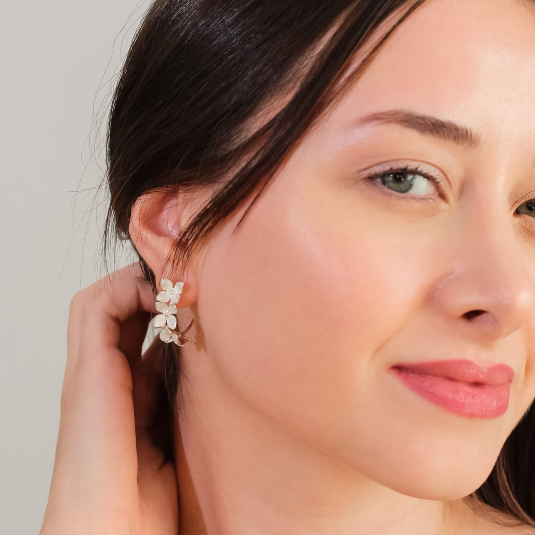 Hoop White Lilacs Earring