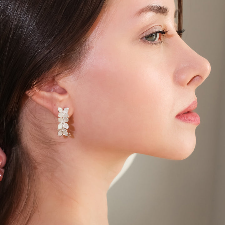 Hoop White Lilacs Earring