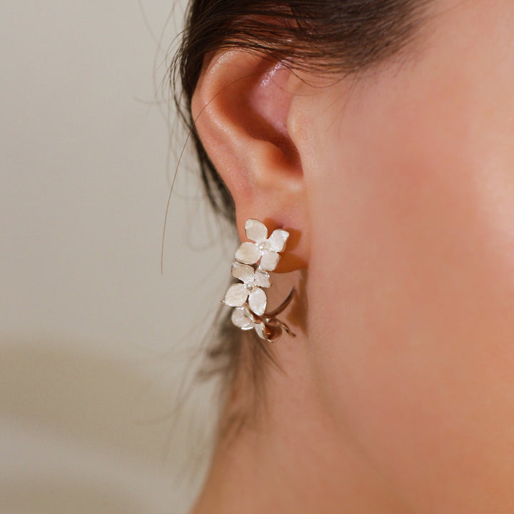 Hoop White Lilacs Earring
