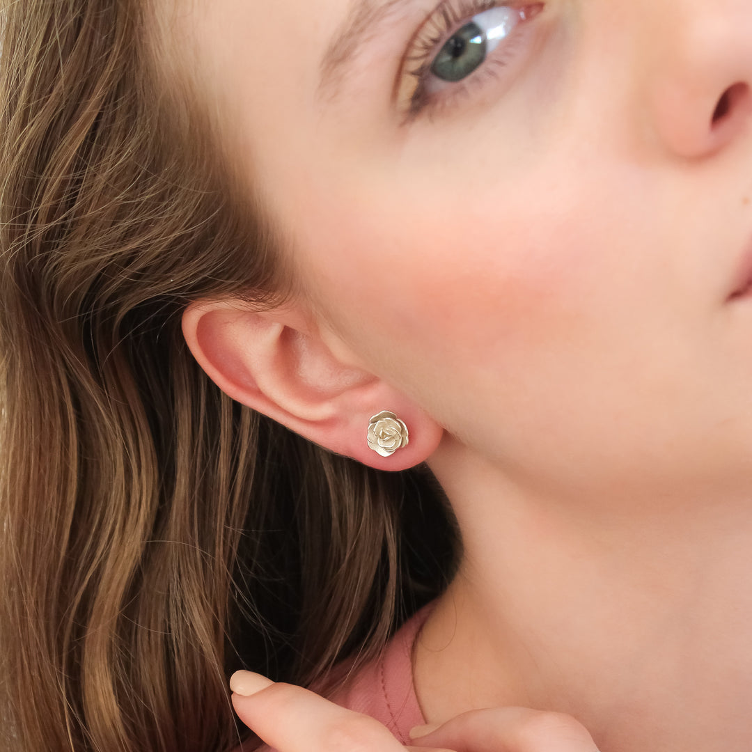 White Rose Earrings