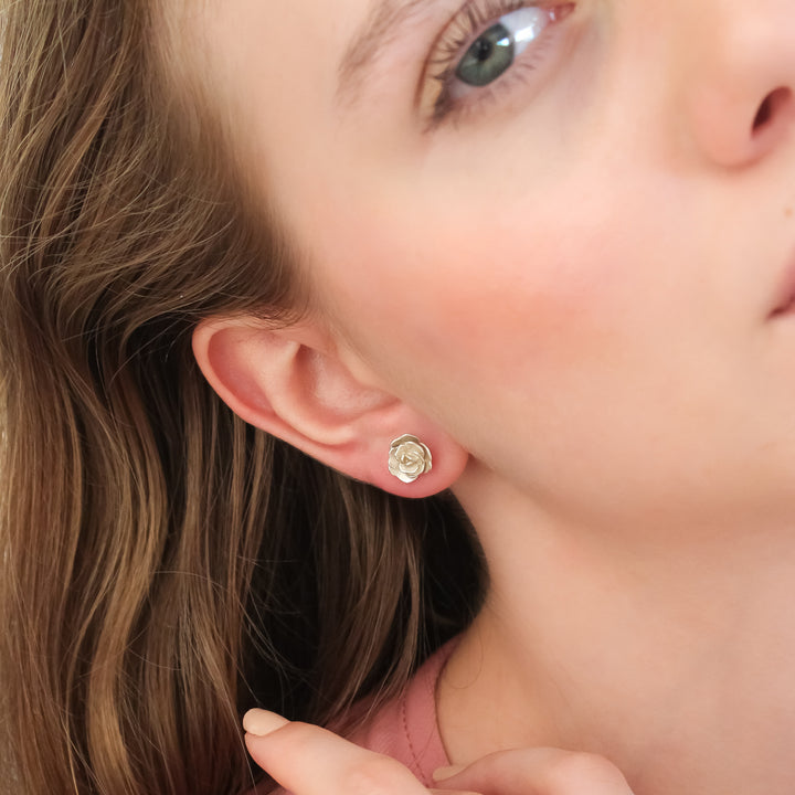 White Rose Earrings
