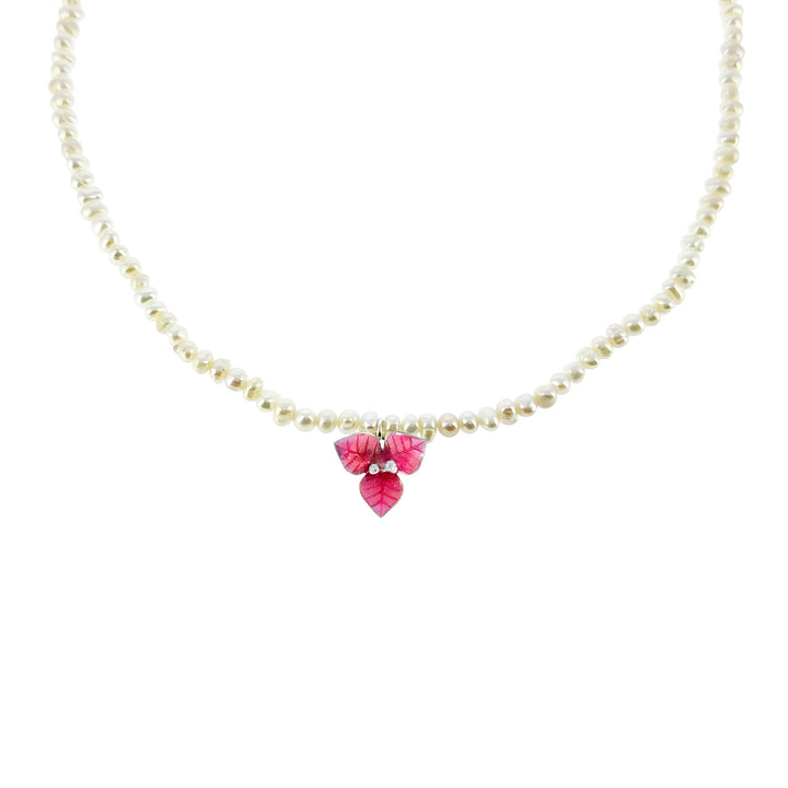 Bougainvillea Flower Pearl Necklace