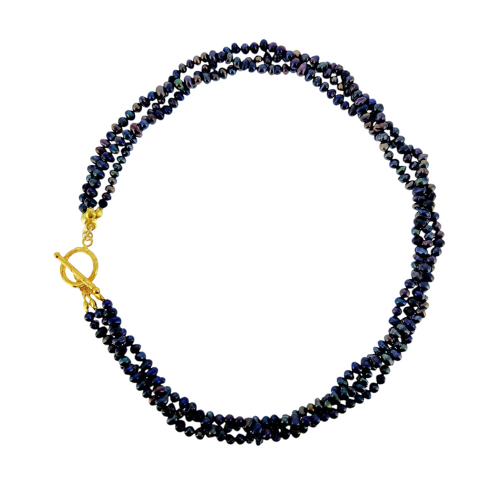 "Noir Coil" Pearl Necklace
