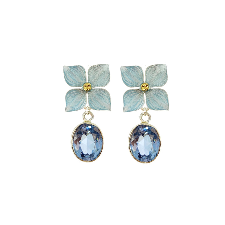 Aquamarine Stone Blue Hydrangea Earring