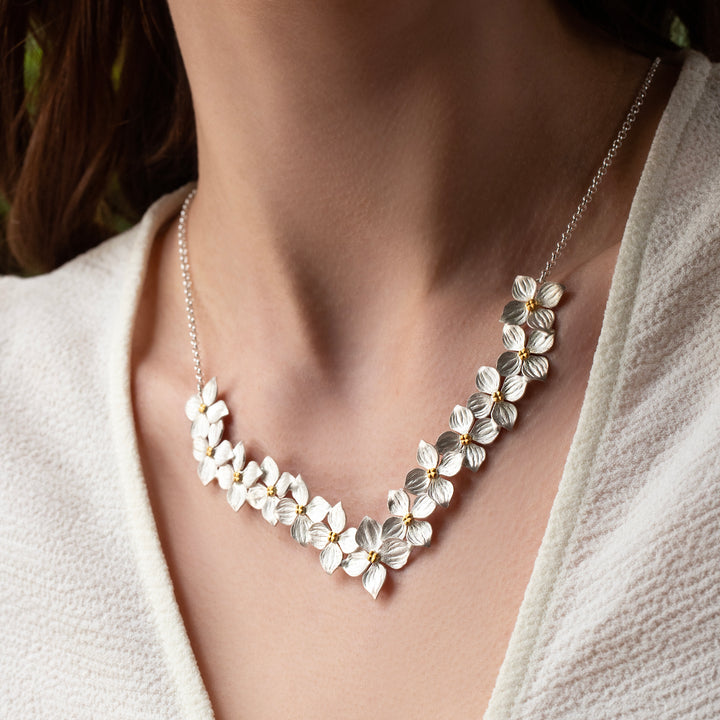 White Hydrangea Garden Necklace