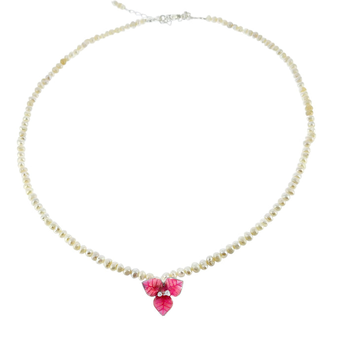 Bougainvillea Flower Pearl Necklace