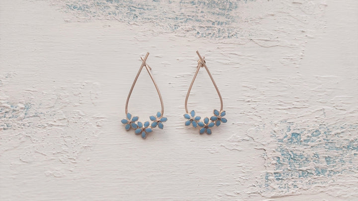Drop Three Forget me not Flower Earrings